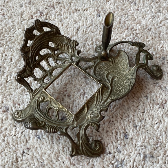 Vintage Brass Inkwell with Glass Insert - Picture 4 of 7